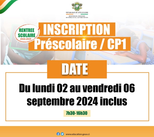 Inscriptions CP1 2024-2025 Côte d'Ivoire © Crédit photo DR