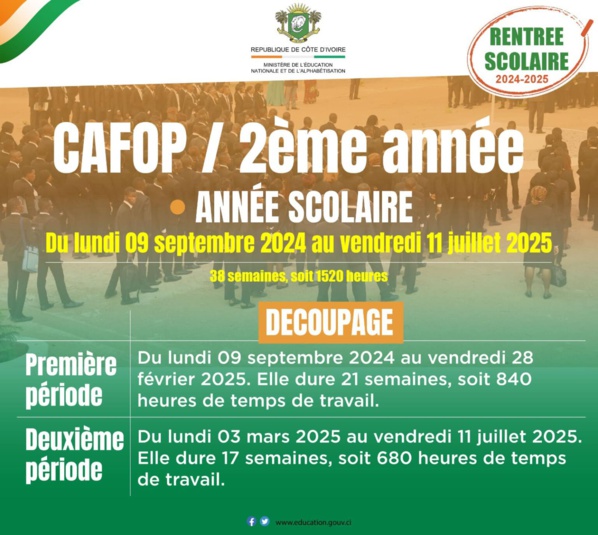 Formation CAFOP 2024-2025, le calendrier des cours de 2e année dévoilé © Crédit photo Sercom Gouvernement ivoirien