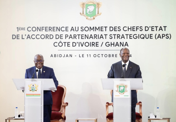 1ère Conférence au Sommet Ouattara et Akufo-Addo de l'APS © Crédit photo Sercom Présidence ivoirienne