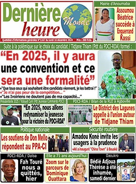 Titrologie du 16 décembre 2024 : Nady Bamba multiplie les rencontres en vue de 2025