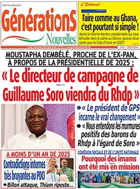 Titrologie du 16 décembre 2024 : Nady Bamba multiplie les rencontres en vue de 2025