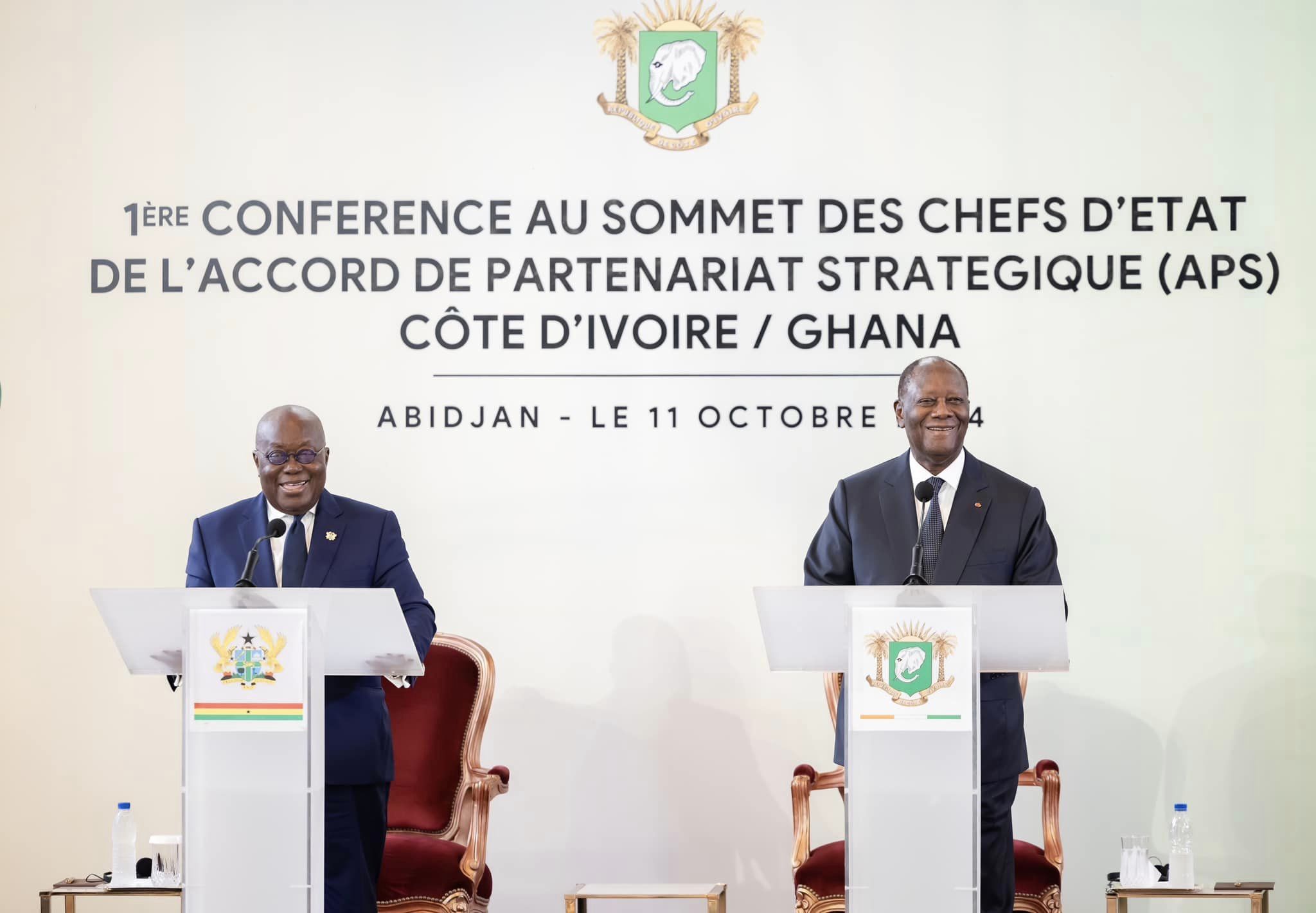 1ère Conférence au Sommet Ouattara et Akufo-Addo de l'APS © Crédit photo Sercom Présidence ivoirienne