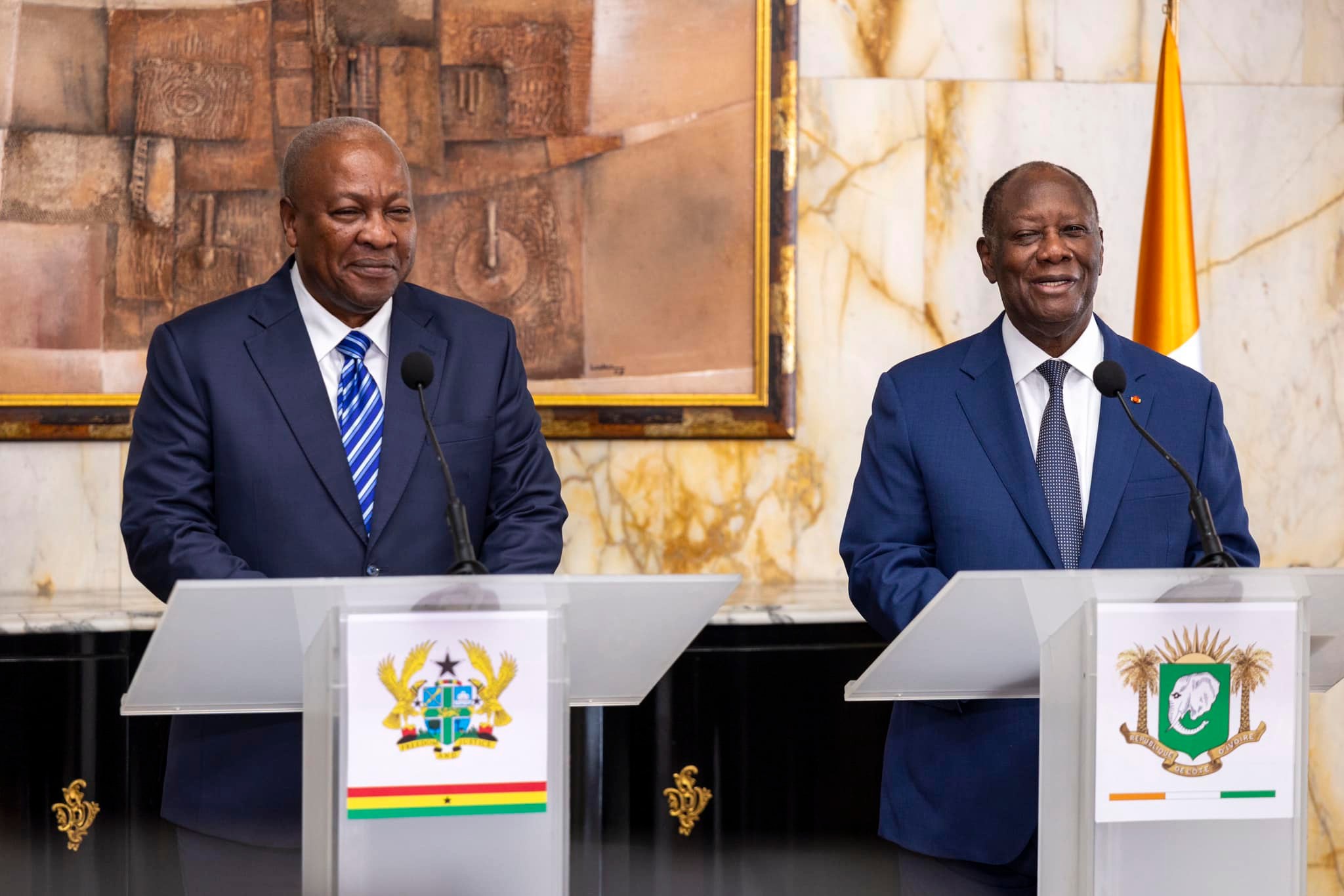 Alassane Ouattara et John Mahama consolident le partenariat ivoiro-ghanéen à Abidjan © Crédit photo DR