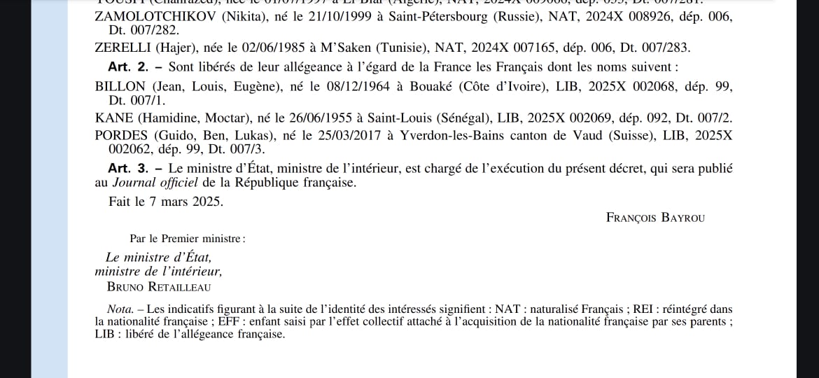 Jean-Louis Billon : La France officialise sa renonciation à la nationalité française