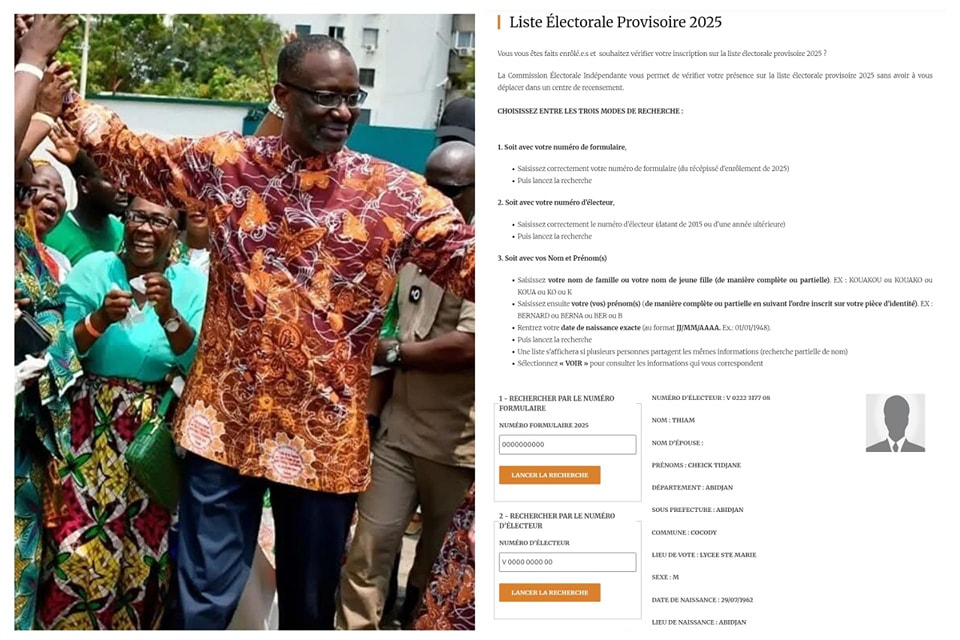 Tidjane Thiam inscrit sur la liste électorale provisoire 2025